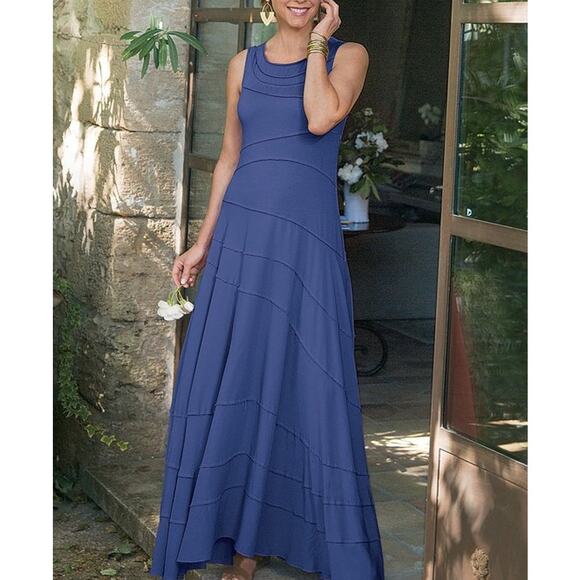 Soft Surroundings Margot Maxi Dress Size 2X Dusty Purple Raw Edge Tiered New - Picture 10 of 10